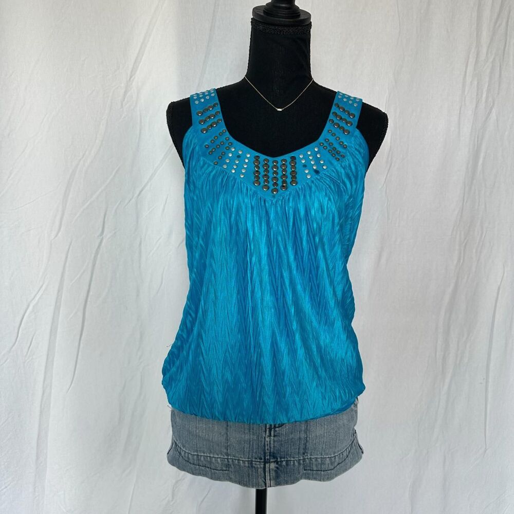 Vintage Heartsoul Top | Y2K 2000s Royal Blue Bubble Blouse